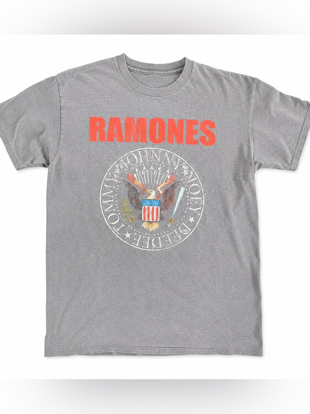 Ramones Classic Seal Graphic Band Tee Gray Punk Rock T-Shirt Small